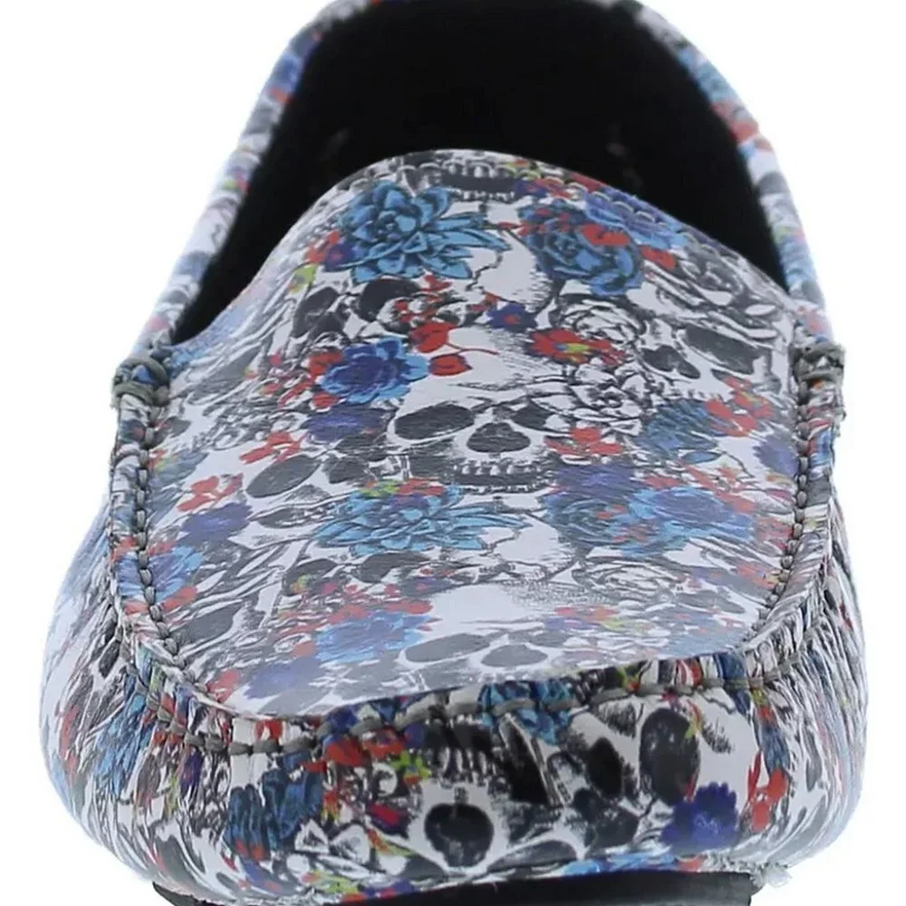 Robert Graham Skull Print Leather Anchor Moccasin Loafers